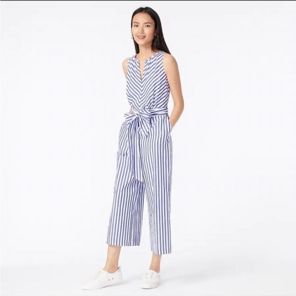 Jcrew V-neck jumpsuit blue striped NWT